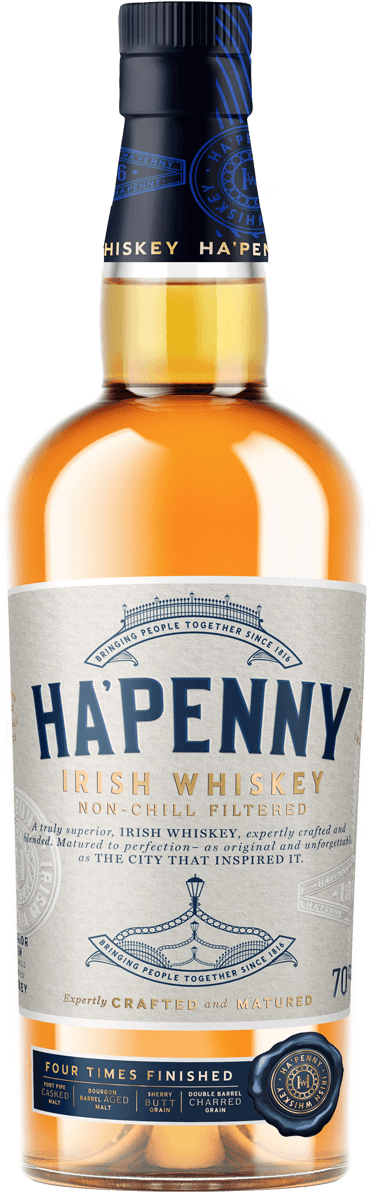 Hapenny Whiskey Logo Hapenny Whiskey Bottle - Ha Penny Whiskey (390x1200), Png Download