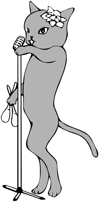 Vocal, Music, Jazz, Cat, Microphone - Jazz Cat Singing (450x720), Png Download