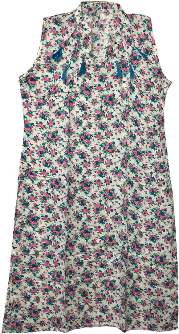 Thams Round Neck Kurti With Tassels - Day Dress (600x1082), Png Download