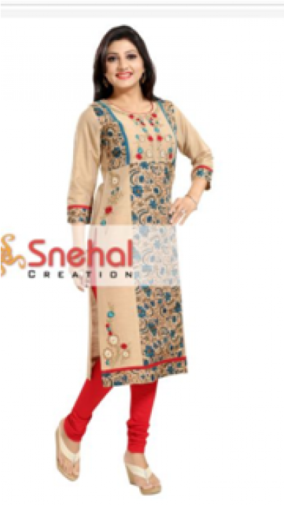 Sale Embroidery Kurti Embroidery Kurti - Silk (500x717), Png Download