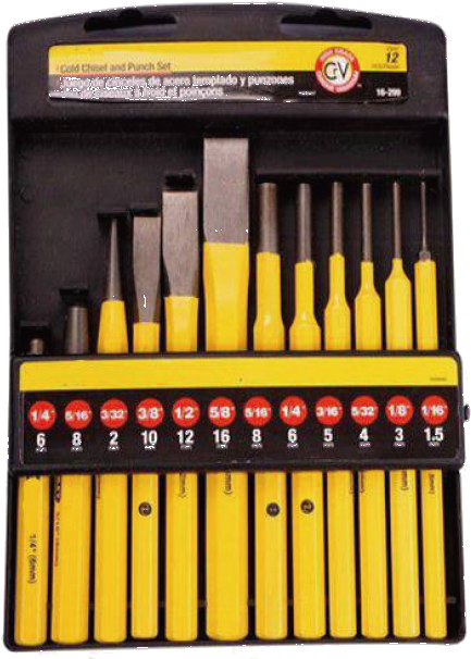 12 Pcs Cold Chisel Punch Set - Juego De Limas Stanley (521x992), Png Download