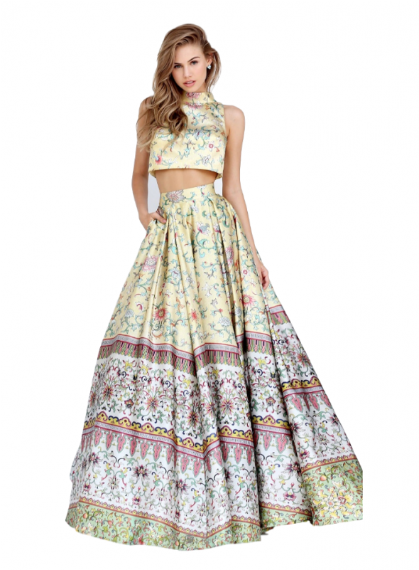 Morang Women's Premium Cream Color Banglory Satin Bridal - Yellow Floral Sherri Hill (800x800), Png Download