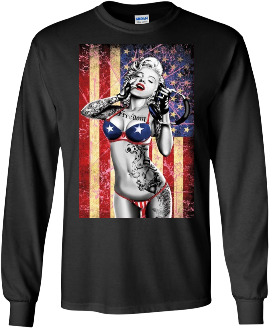 Marilyn Monroe Bikini American Flag Patriotic T Shirt - Patriotic Shirts (1155x1155), Png Download