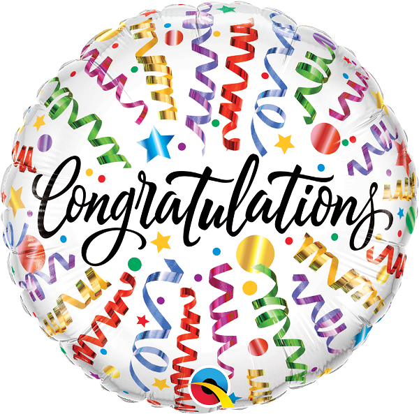 Congratulations Streamers Balloon - Congratulations Foil Balloons (600x593), Png Download