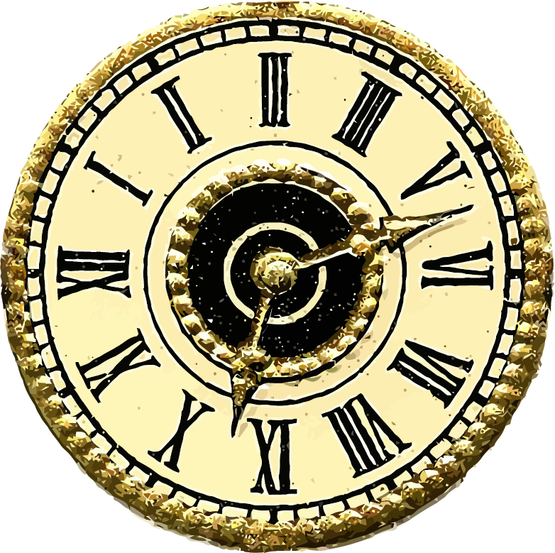 Vintage Style Clock Clipart Png - Antique Gold Clock Face (782x779), Png Download