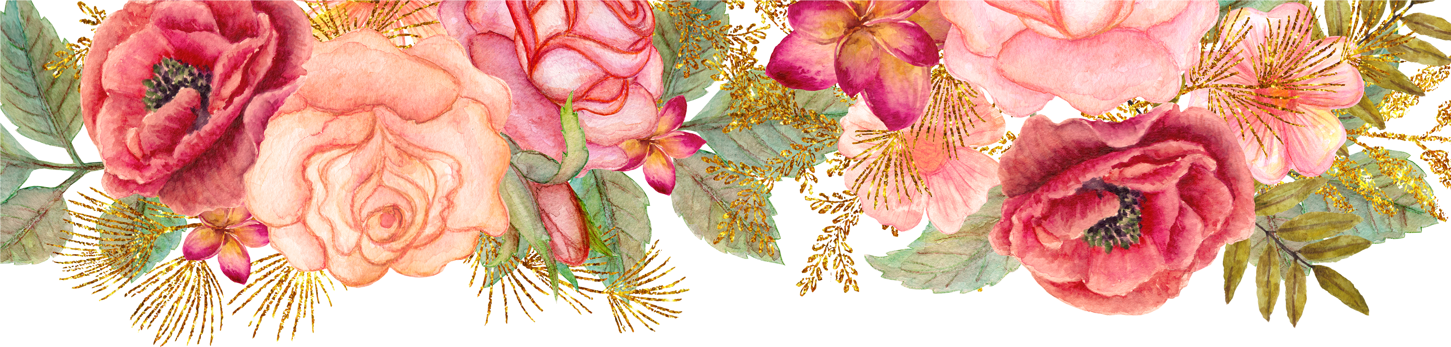 Floral Invitation Template Blank (5000x1261), Png Download