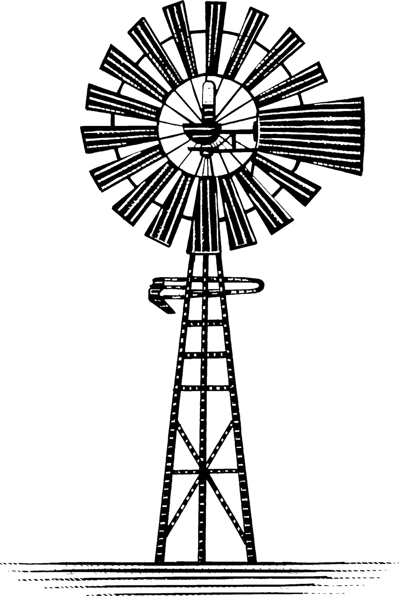 Windmill Pictures Black And White (792x1183), Png Download