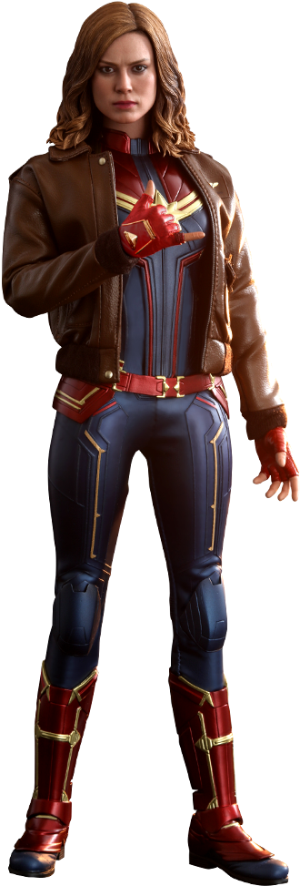 Hot Toys Captain Marvel Deluxe Version Sixth Scale - Captain Marvel Air Force Jacket (480x1000), Png Download