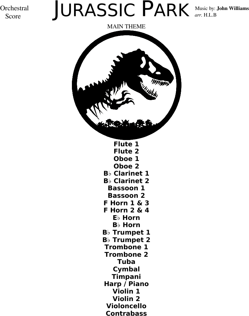 Jurassic Park Theme - Jurassic Park Theme Flute (850x1100), Png Download