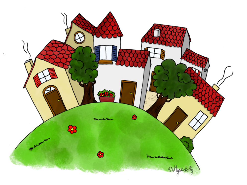 It Takes A Village To Live Well - Village Dessin (997x797), Png Download