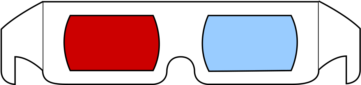 3d Glasses Anachrome - 3d Glasses Cartoon Png (1280x332), Png Download