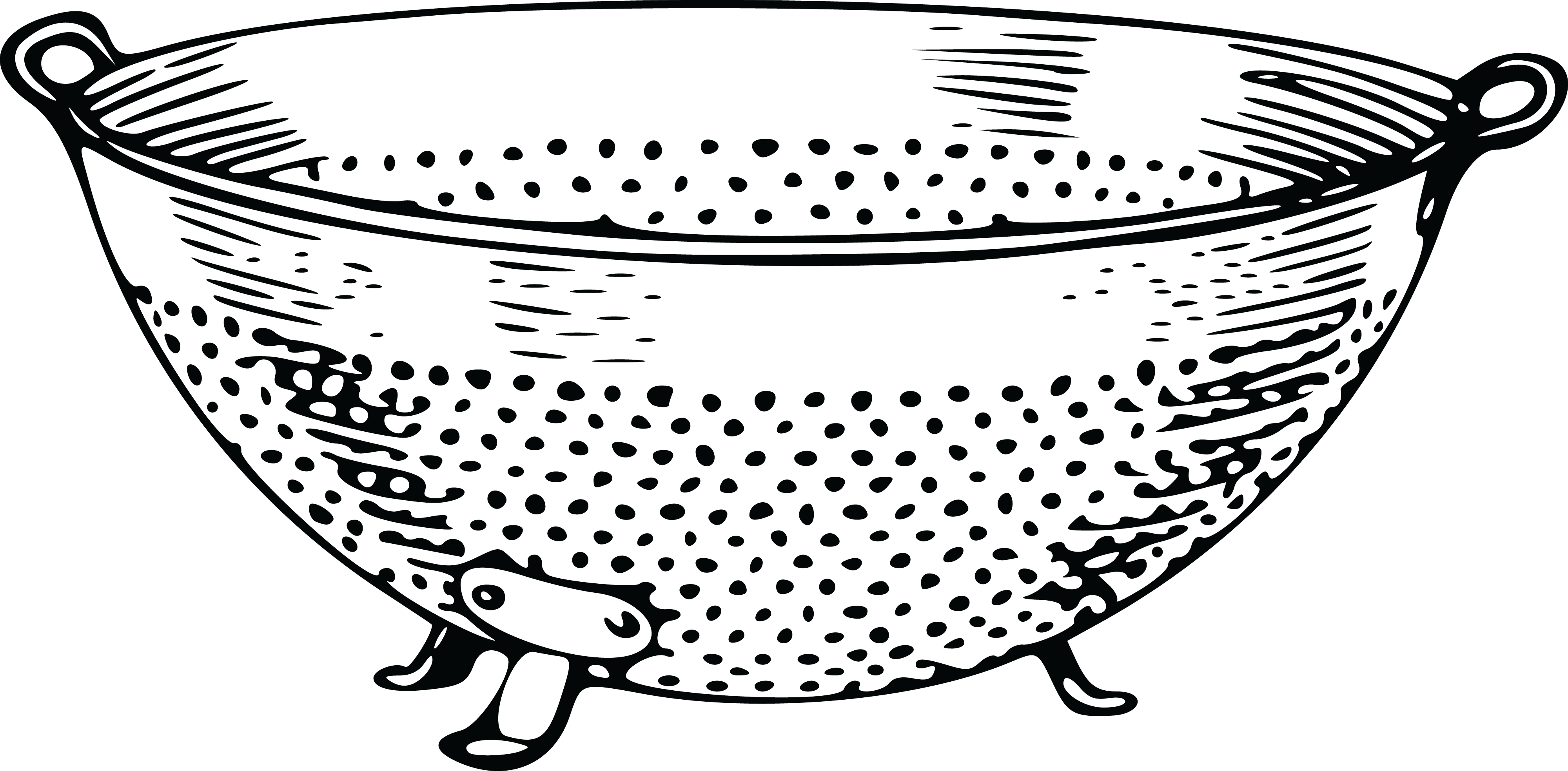 Free Clipart Of A Strainer - Colander Black And White (4000x1968), Png Download