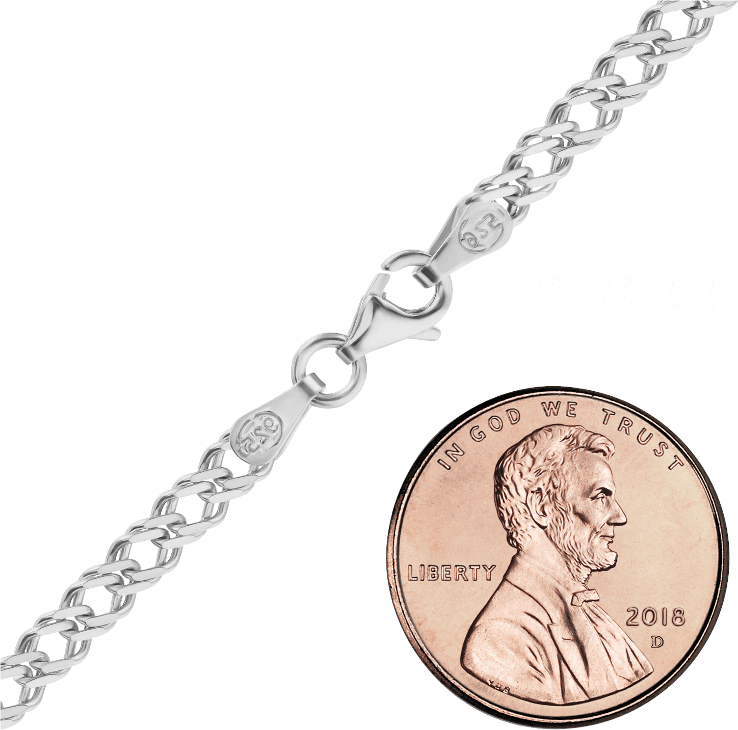 Finished Rambo Chain In Sterling Silver - Penny Coin (1500x1500), Png Download