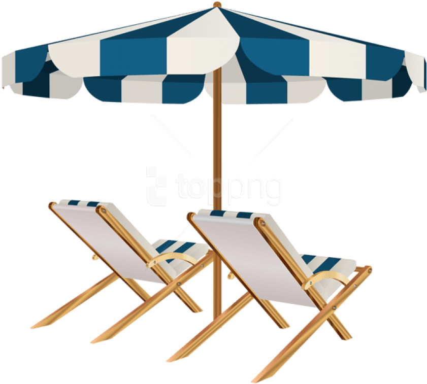 Free Png Download Beach Chairs And Umbrella Clipart - Portable Network Graphics (850x765), Png Download