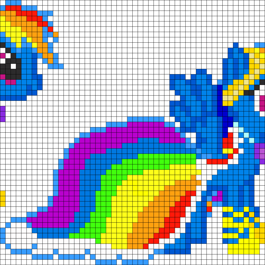 Rainbow Dash Perler Bead Pattern - Gala Dress Rainbow Dash Mlp Minecraft Pixel Art (1051x1051), Png Download