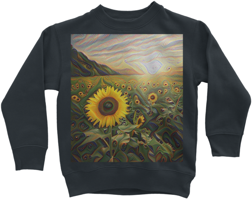 Psychedelic Trippy Sunflower Kids Sweatshirt Apparel - Sweatshirt (900x900), Png Download