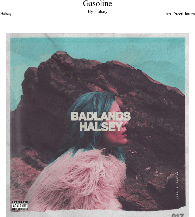 Gasoline By Halsey Sheet Music For Violin, Other Woodwinds, - Halsey Badlands Vinyl (850x1100), Png Download