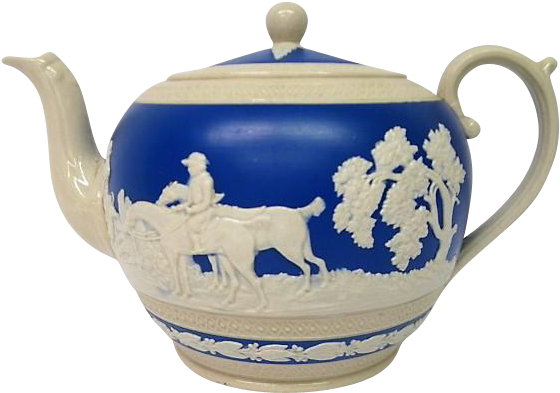 Spode Copeland Hunt Scene Decorated Tea Pot - Copeland Spode Jasperware Teapot (559x559), Png Download