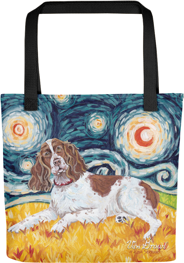 English Springer Spaniel Starry Night Tote - Van Growl - Westie On A Starry Night (1000x1000), Png Download