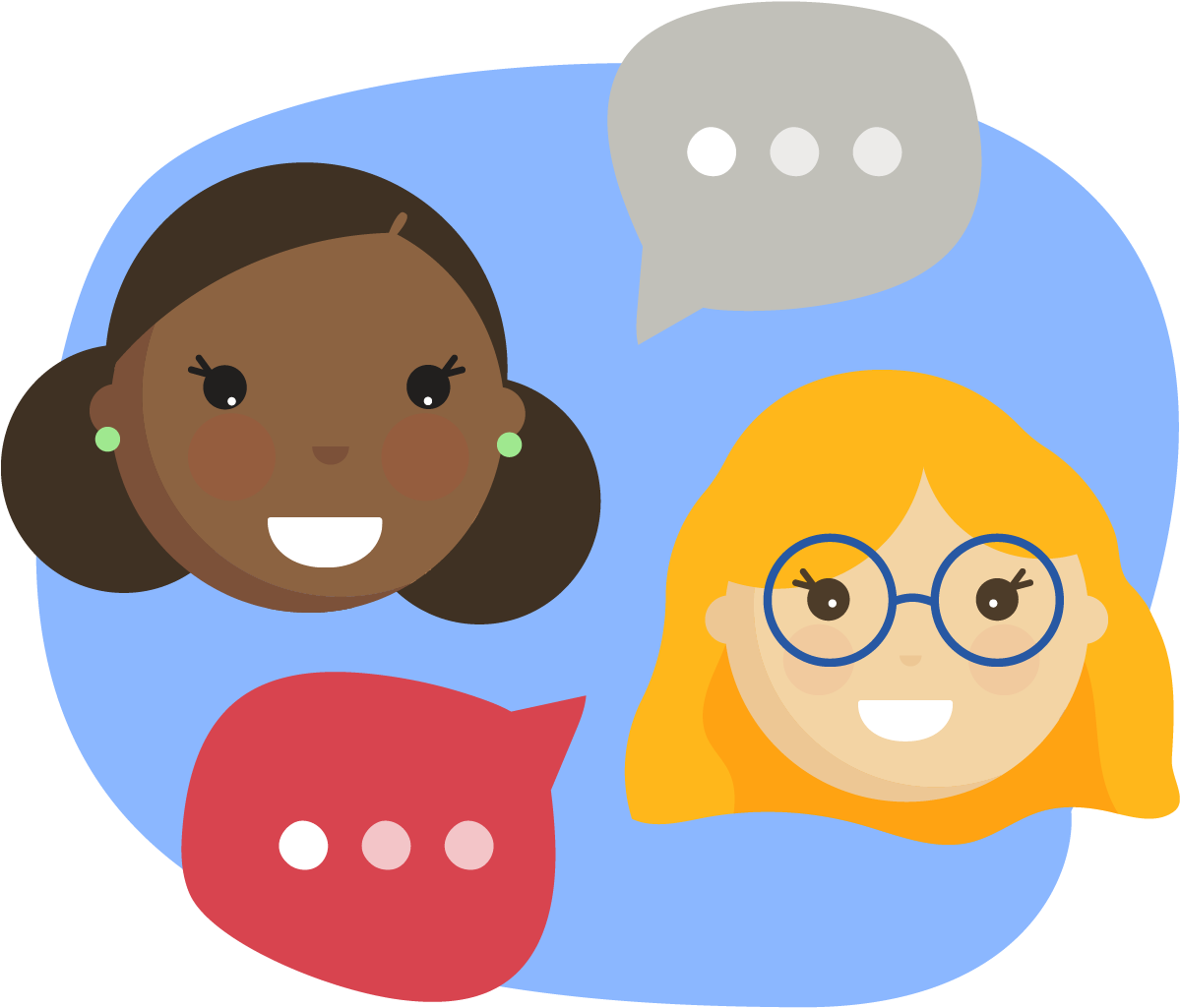 Two Girls Having A Conversation - Sharing Feelings Clip Art (1200x1050), Png Download