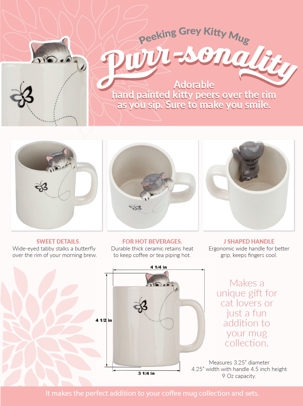 Cute Cat Mug - Cup (970x1300), Png Download