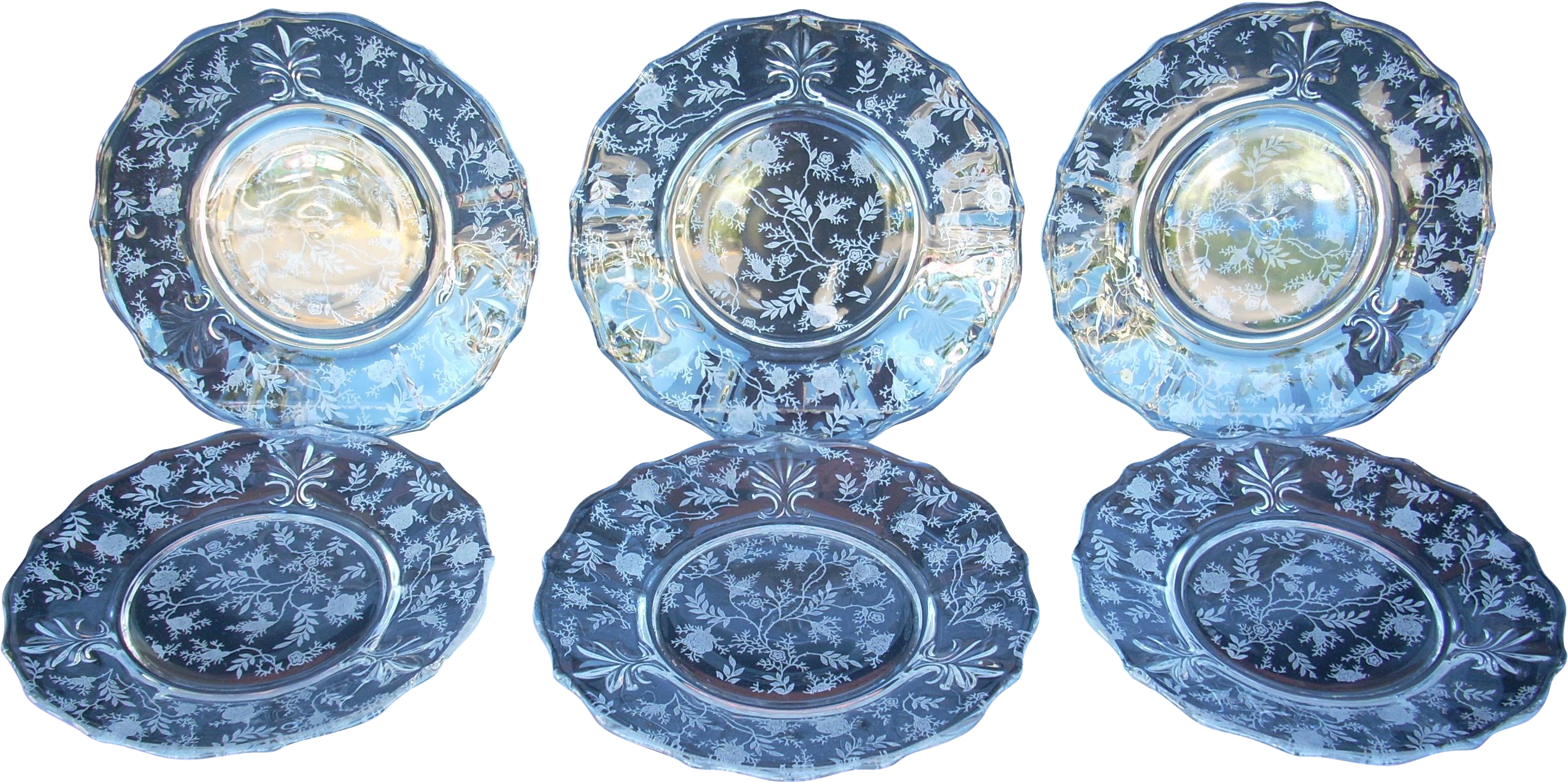 Vintage Glass Dessert Plates Transparent Background - Blue And White Porcelain (2926x1458), Png Download