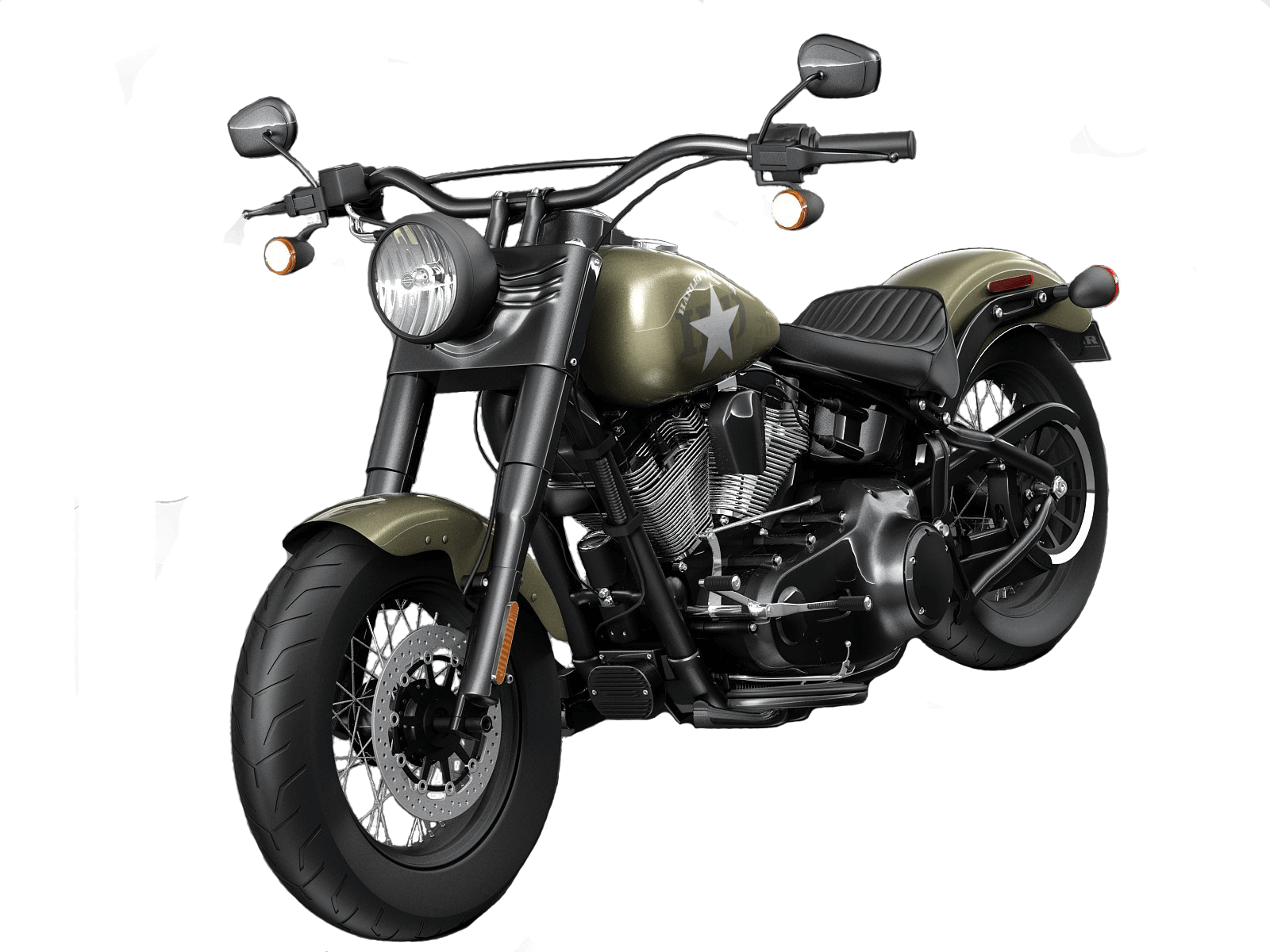 Harley Davidson Softail Slim S Army Design - Honda Shine Price In Jodhpur (1600x1200), Png Download