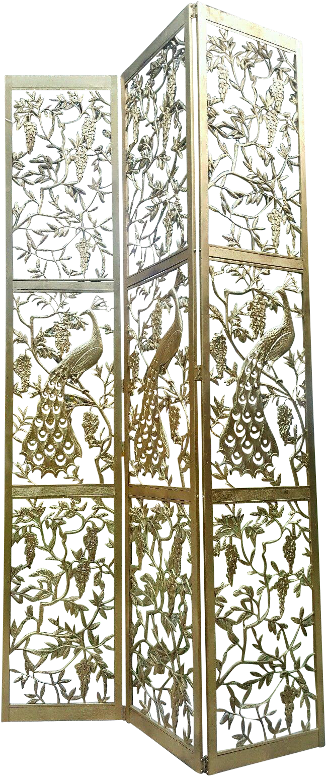 Vintage Gold Peacock Room Divider On Chairish - Room Divider Gold Vintage (719x1709), Png Download