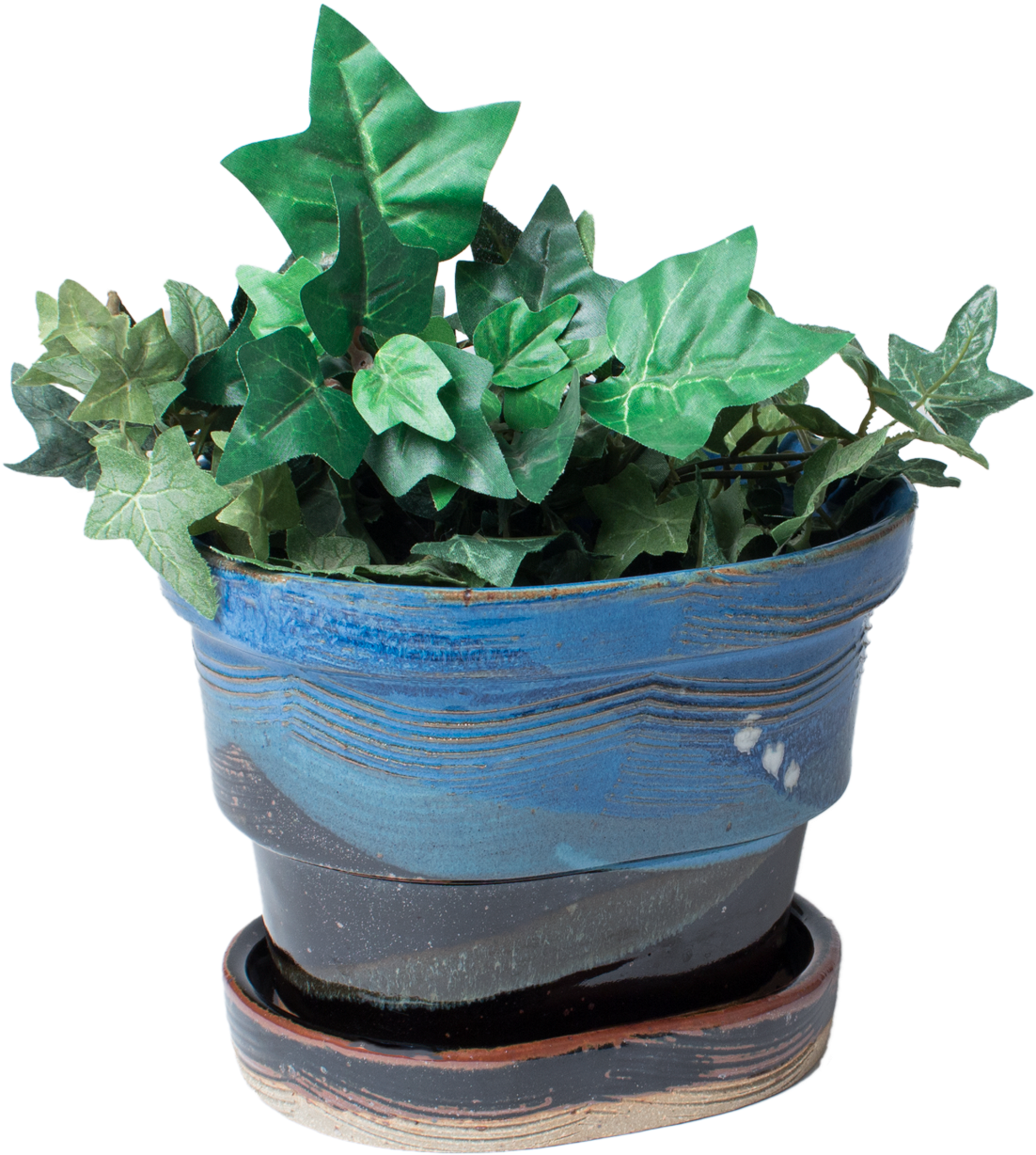 Handmade Pottery Planter And Drip Tray With Greenery - Flowerpot (1920x1280), Png Download
