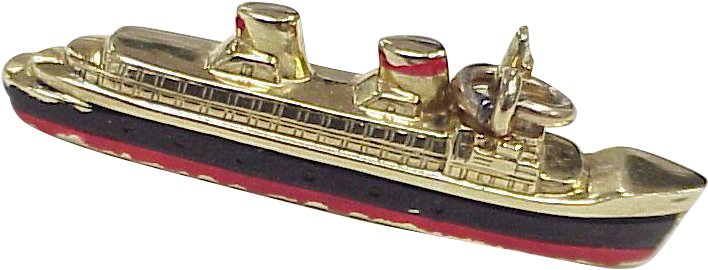 Vintage European 9k Gold Travel Charm, Ocean Liner - Steamboat (707x707), Png Download