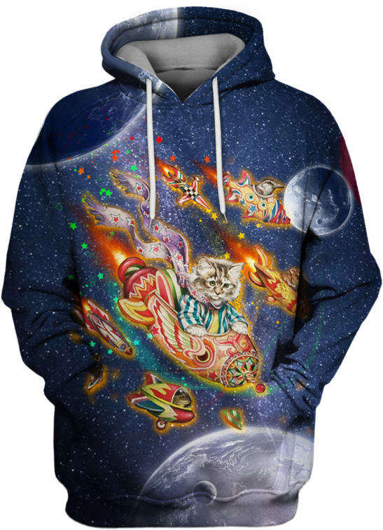 3d Cat Flying Into Space Tshirt - Train Your Dragon Hoodie (800x799), Png Download