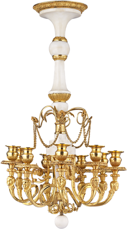 White Marble And Gilt Bronze Russian Chandelier - Chandelier (864x1080), Png Download