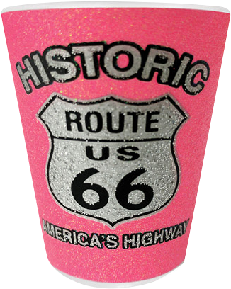 Route 66 Pink Glitter Shotglass - Car (649x528), Png Download