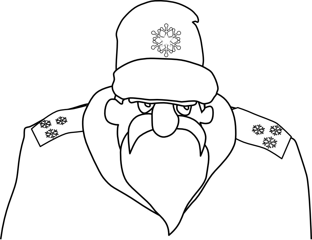 Colonel Frost Russian Military Santa Claus Black White - Clip Art (999x769), Png Download