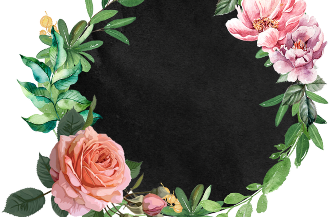 Beautiful Hand Paint Watercolor Floral Wreath, Flower, - Watercolor Painting (1368x855), Png Download