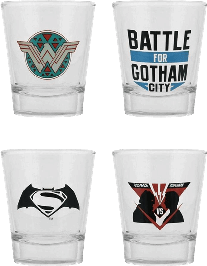 Batman V Superman Shot Glass Set Of - Pint Glass (600x600), Png Download