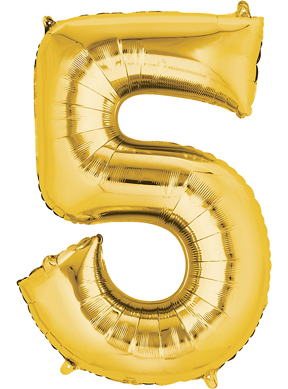 34inch Gold Number Balloons - Number 5 Balloon (570x1080), Png Download