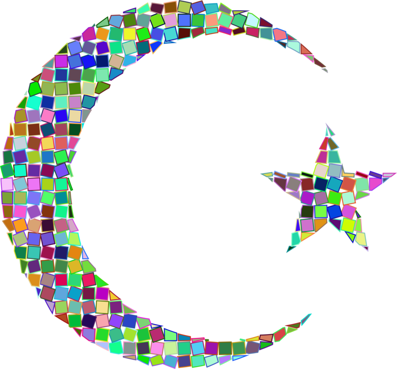 Star And Crescent Moon Circle - Crescent Moon And Star Mosaic (807x750), Png Download