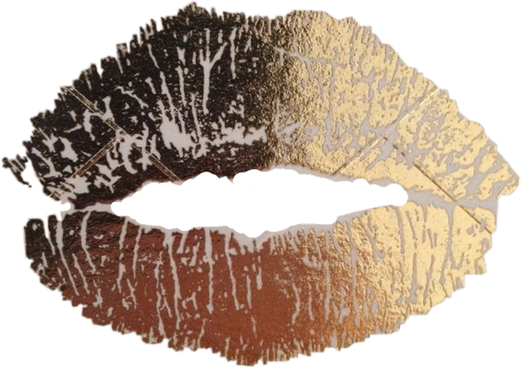 #stickers #kiss #kissmark #lips #gold #freetoedit - Gold On Lips (1024x724), Png Download