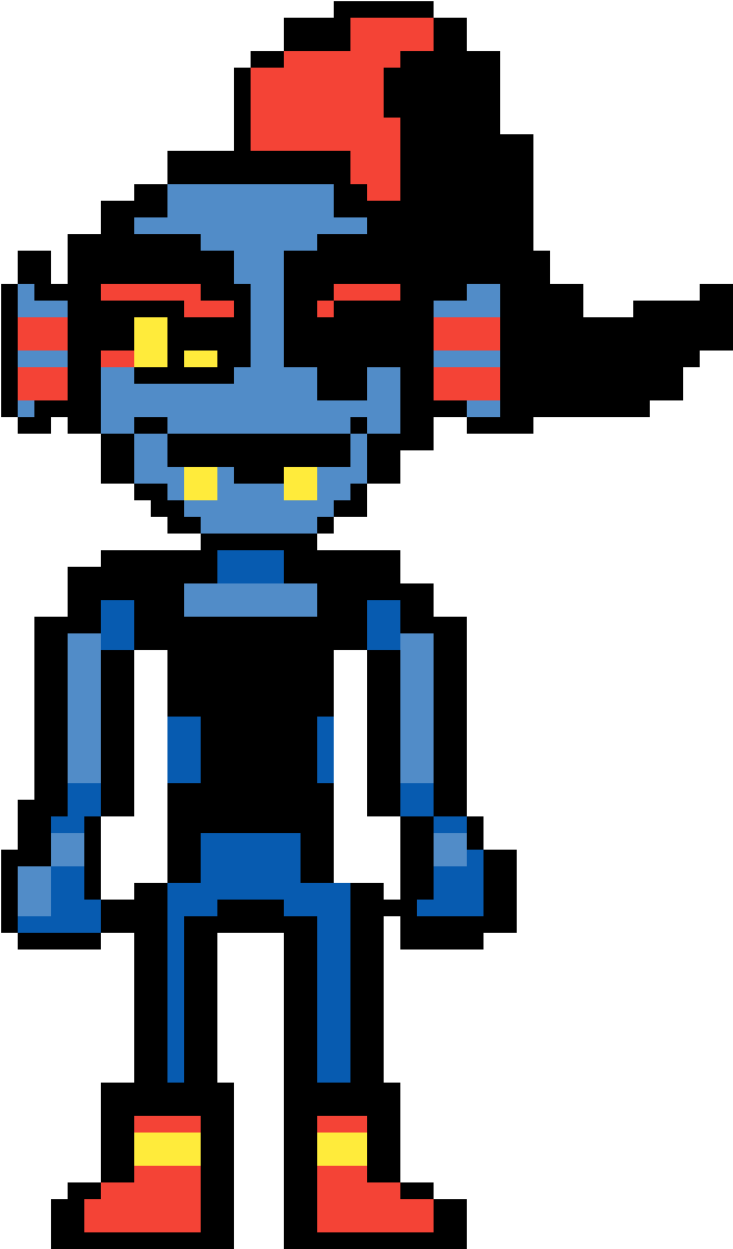 Undyne Overworld Sprite - Pixel Undyne From Undertale (675x1200), Png Download