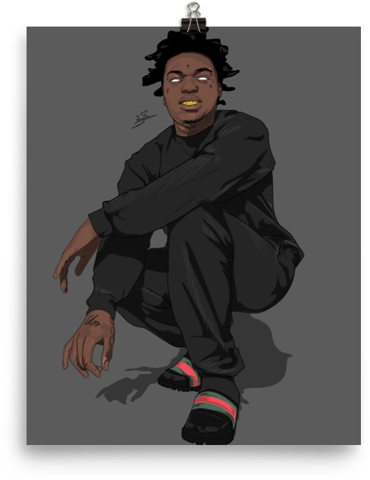 Kodak Black Poster - Cartoon (1000x1000), Png Download