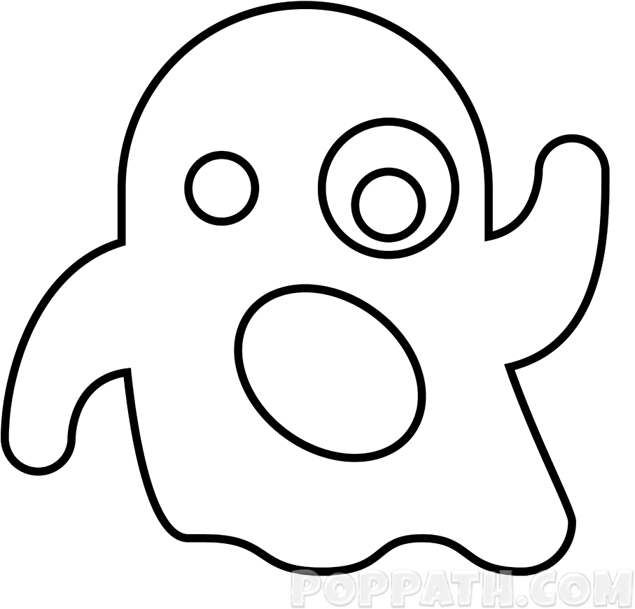 Start Coloring You Emoji Black And White - Emojis Black And White Ghost (1000x1000), Png Download