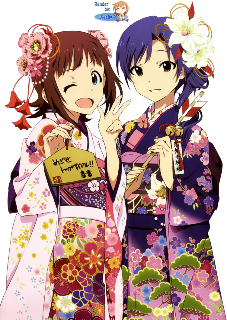 Anime Girls In Kimono Weslyv Anime Pinterest Anime - Idol M Ster Haruka (752x1063), Png Download