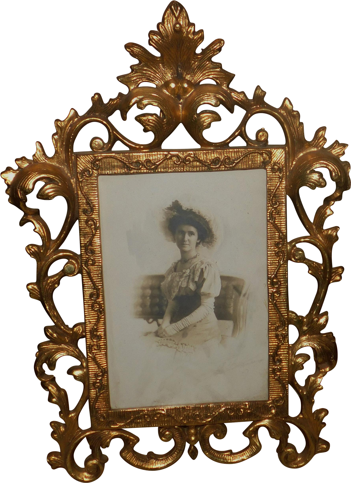 Antique Signed Photo Portrait Of Victorian Lady In - Heavy Metal Frame Png (2048x2048), Png Download