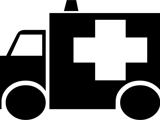 Ambulance Clipart Icon - Black And White Ambulance (640x480), Png Download