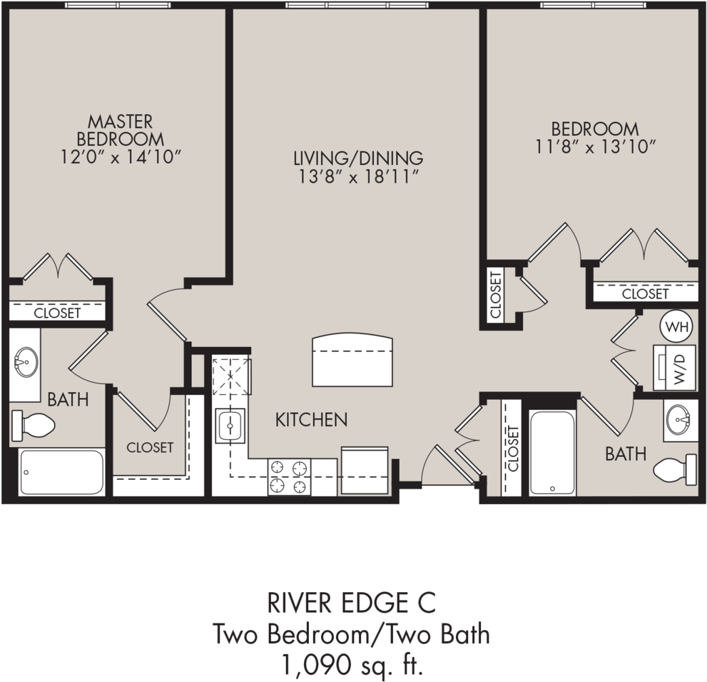 River Edge C - Floor Plan (1000x968), Png Download