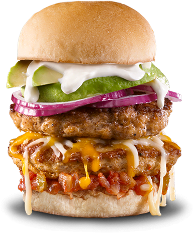 Recipe Tex-mex Chicken Burger - Ihop Mega Monster Cheeseburger (640x480), Png Download