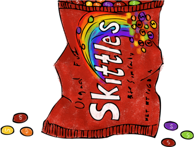 Red Clipart Skittles - Cartoon Bag Of Skittles (640x480), Png Download