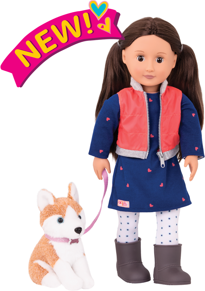Leslie And Husky 18-inch Doll And Pet - Our Generation Doll With Dog (1050x1050), Png Download