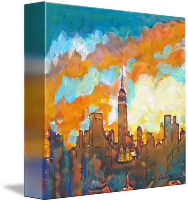 City Empire State Building And By Rd - Modern Art (606x650), Png Download